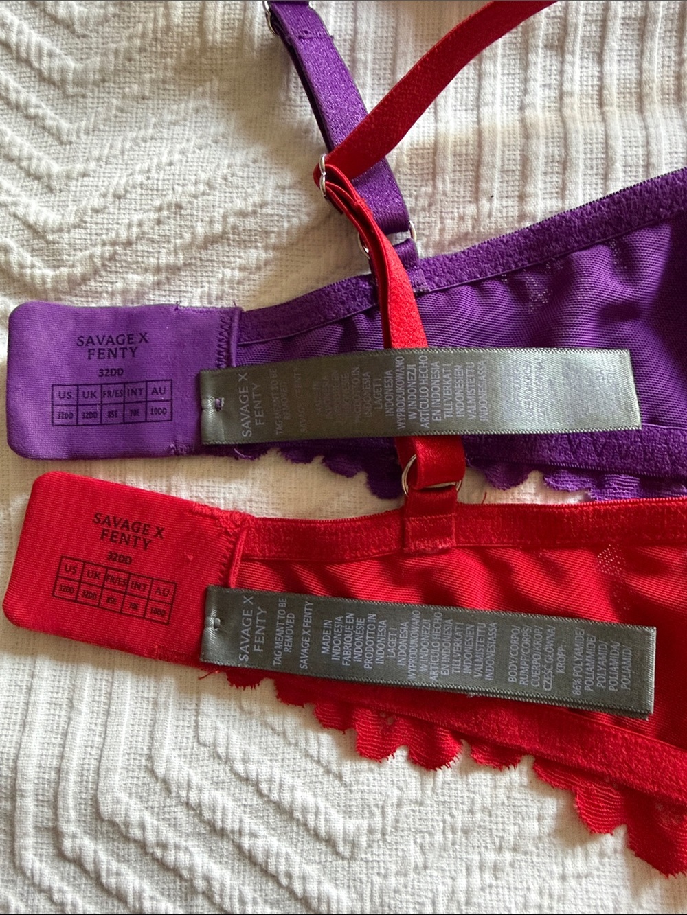 Lot of 2 New Savage X Fenty Purple & Red Lace Underwire Demi Bras - Picture 4 of 6